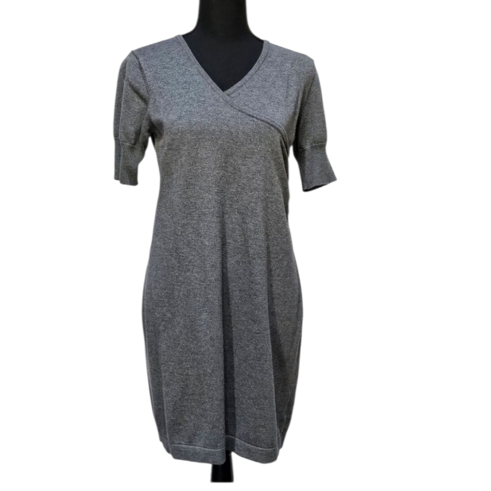 Apt. 9 Grey Knit V-neck 60% Cotton 40% Rayon Mini Dress Size M